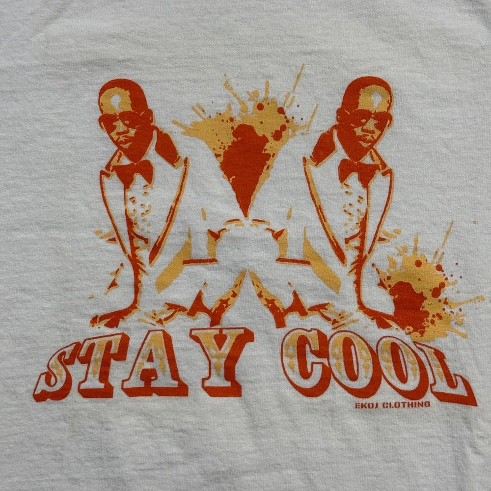 1K01 Clothing Stay Cool Graphic TShirt Mens Medium White Cotton Retro Streetwear